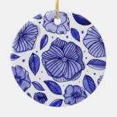 Aquarell und Blume - blaue Farbpalette Keramikornament (Hinten)