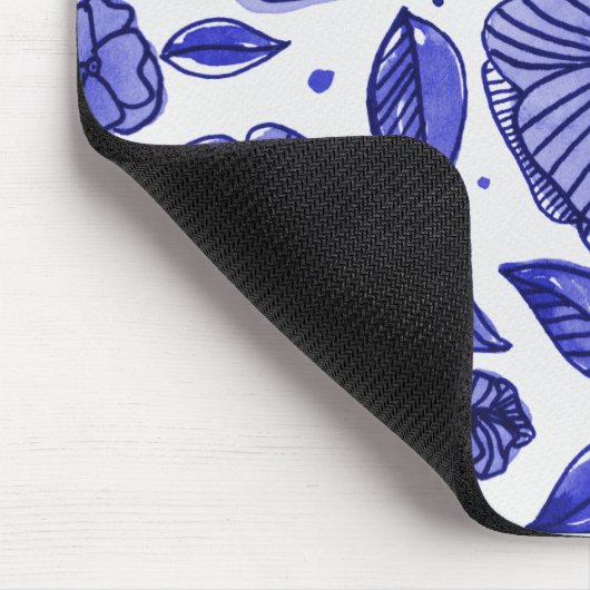 Aquarell und Blume - blaue Farbpalette Mousepad (Ecke)