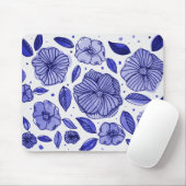 Aquarell und Blume - blaue Farbpalette Mousepad (Mit Mouse)