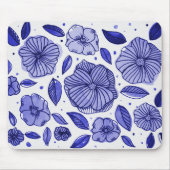 Aquarell und Blume - blaue Farbpalette Mousepad (Vorne)