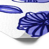 Aquarell und Blume - blaue Farbpalette Poster (Ecke)