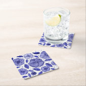 Aquarell und Blume - blaue Farbpalette Rechteckiger Pappuntersetzer (Vor Ort)