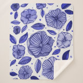 Aquarell und Blume - blaue Farbpalette Sherpadecke (Vorderseite)