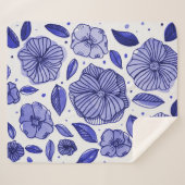 Aquarell und Blume - blaue Farbpalette Sherpadecke (Vorderseite (Horizontal))