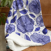 Aquarell und Blume - blaue Farbpalette Sherpadecke