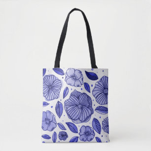 Aquarell und Blume - blaue Farbpalette Tasche