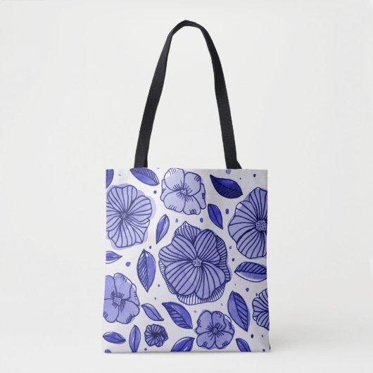 Aquarell und Blume - blaue Farbpalette Tasche (Vorderseite)
