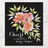 Aquarell und Blume Cheers Wedding Weinetikett (Einzelnes Label)