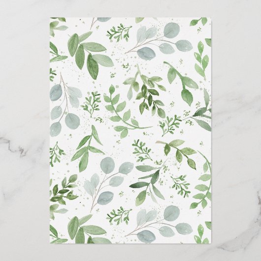 Aquarell und Brautparty mit weißer Blume Folieneinladung (Rückseite)