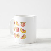 Aquarell und farbenfrohe frische Pfirsichscheiben, Kaffeetasse (Vorderseite Links)