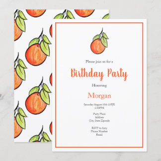 Aquarell und Farbton Orange und Muster Einladung