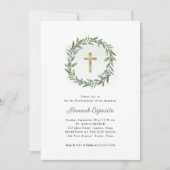 Aquarell und Gold Cross | Konfirmation Einladung (Vorderseite)