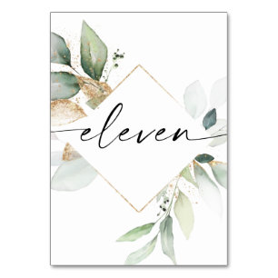 Aquarell und Gold Tischnummern Eleven