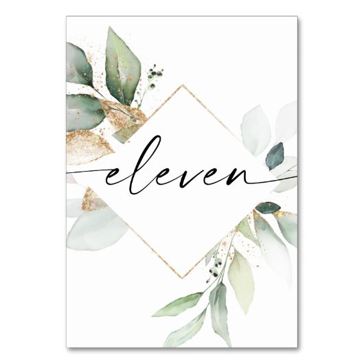 Aquarell und Gold Tischnummern Eleven (Vorderseite)