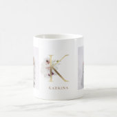 Aquarell und Gold | Zwei Foto Letter K Monogram Kaffeetasse (Mittel)