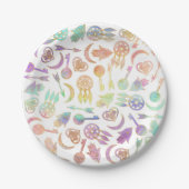 Aquarell-und Goldpopuläre Symbole auf Weiß Pappteller (Vorderseite)