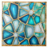 Aquarell- und Goldzellen - Meeresgrenze Fliese (Vorderseite)