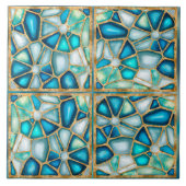 Aquarell- und Goldzellen - Ozean - gerahmtes Quart Fliese (Vorderseite)