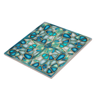 Aquarell- und Goldzellen - Ozean - Quatro Fliese