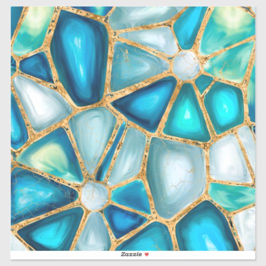Aquarell- und Goldzellen - Ozeane Aufkleber (Blatt)