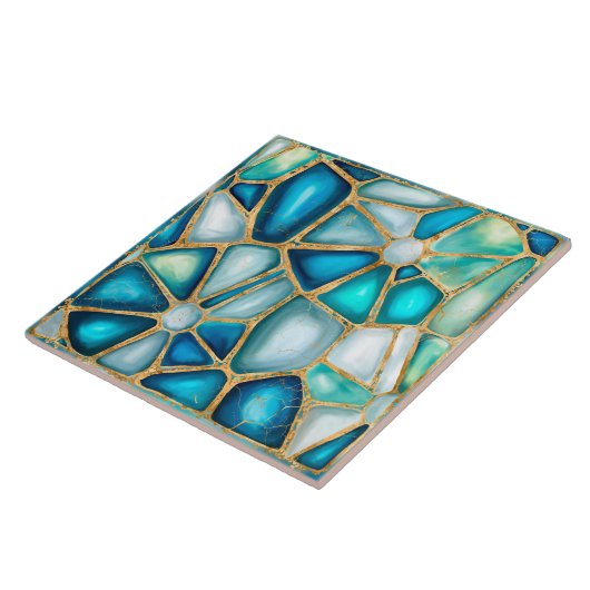 Aquarell- und Goldzellen - Ozeane Fliese (Seite)