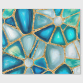 Aquarell- und Goldzellen - Ozeane Geschenkpapier (Flach)
