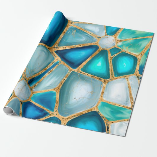 Aquarell- und Goldzellen - Ozeane Geschenkpapier (Ungerollt)