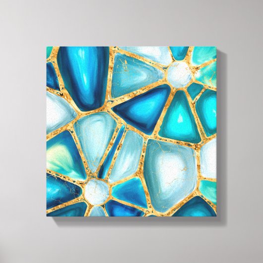 Aquarell- und Goldzellen - Ozeane Leinwanddruck (Vorderseite)