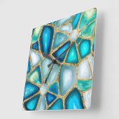 Aquarell- und Goldzellen - Ozeane Quadratische Wanduhr (Winkel)