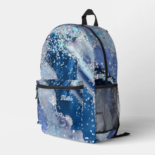 Aquarell und Imitate Glitzer Bedruckter Rucksack (Rückseitige Ecke Rechts)