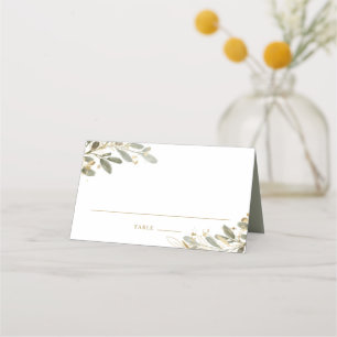 Aquarell und Imitate Goldene Foil Eukalyptus-Blätt Platzkarte