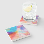 Aquarell und Paint-Spritzer Steinuntersetzer (Seitenansicht)