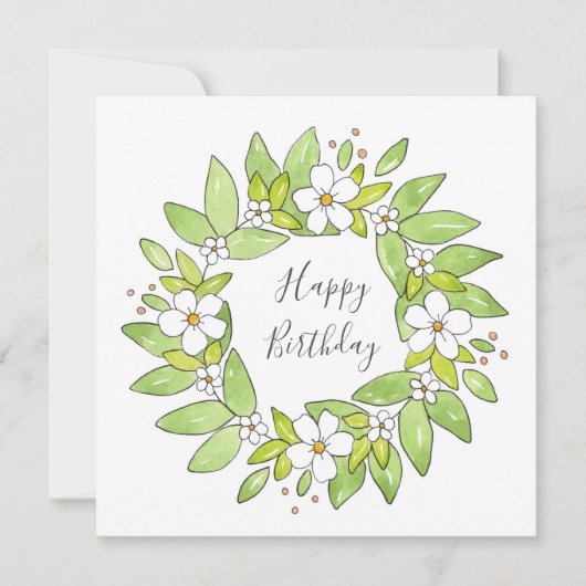 Aquarell und Pen-Kranz Karte (Vorderseite)