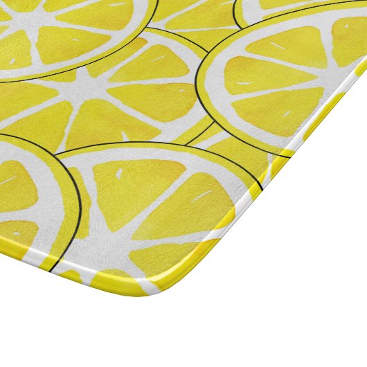 Aquarell und Pen Lemon Scheiben Schneidebrett (Ecke)