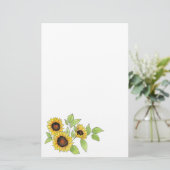 Aquarell und Pen Sonnenblumen Briefpapier (Stehend Vorderseite)