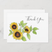 Aquarell und Pen Sonnenblumen Dankeskarte (Vorne/Hinten)