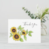 Aquarell und Pen Sonnenblumen Dankeskarte (Stehend Vorderseite)