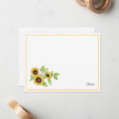 Aquarell und Pen Sonnenblumen Mitteilungskarte (Vorderseite/Rückseite Beispiel)