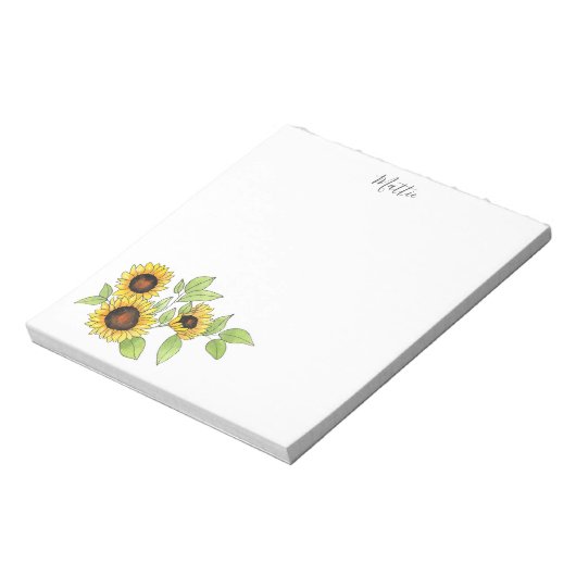 Aquarell und Pen Sonnenblumen Notizblock (Rotiert)