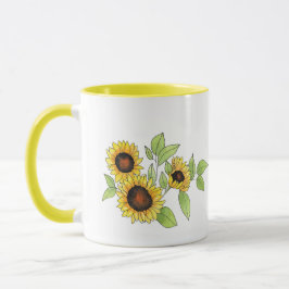 Aquarell und Pen Sonnenblumen Tasse
