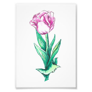 Aquarell und Pen Tulip Fotodruck