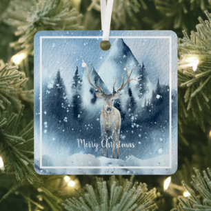 Aquarell und Schnee - individueller Urlaub Ornament Aus Metall