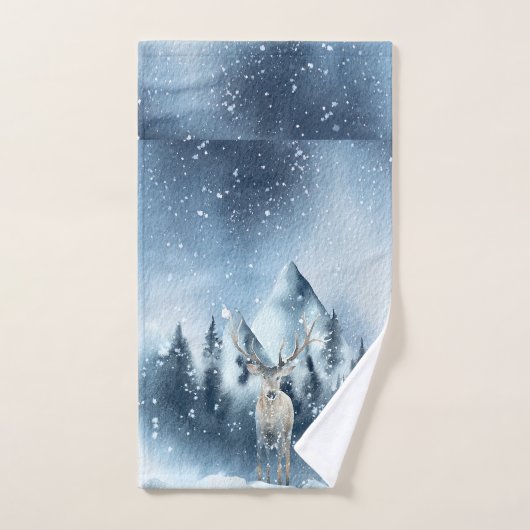Aquarell- und Schneeurlaub Badhandtuch Set (Handtuch)
