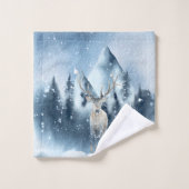 Aquarell- und Schneeurlaub Badhandtuch Set (Waschlappen)