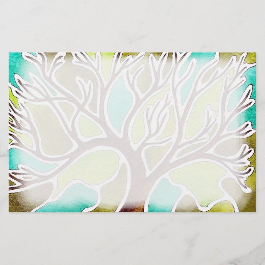 Aquarell-und Stift-u. Tinten-Baum Briefpapier (Vorderseite)
