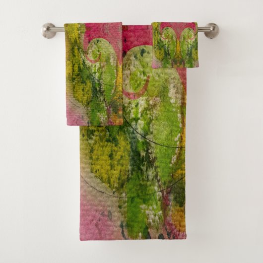 Aquarell und Tinte Abstrakte beeindruckende Kunst Badhandtuch Set (Insitu)