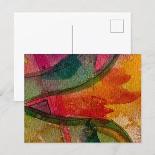 Aquarell- und Tinten- abstrakte expressionistische Postkarte