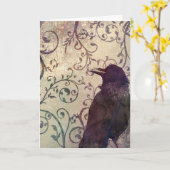 Aquarell-und Tinten-Krähen-Geburtstags-Karte Karte (Gelbe Blume)