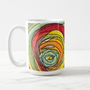 Aquarell- und Tintenlinienkunst-Kreismug Kaffeetasse