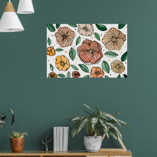Aquarell- und Tintienblumen – Vintage-Palette Poster